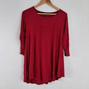 Zennilo Tunic 3/4 sleeve Shirt Women's Leggings Top Red Small